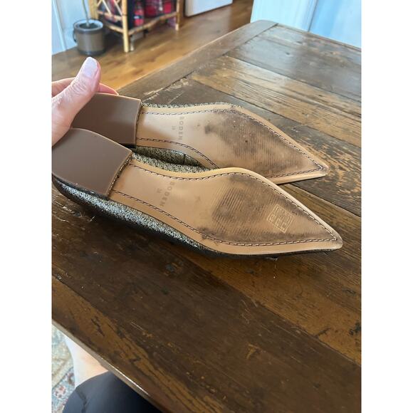 Boden Jeweled Buckle Pointed Toe Flats Gold Metallic Crystal Embellished Size 38 - Picture 5 of 5
